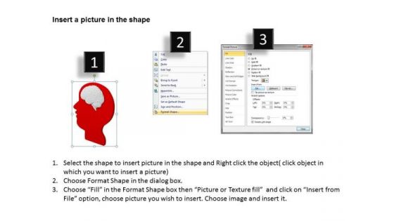 Business People 3d Man Red Human Face With Brain PowerPoint Templates