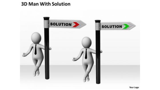 Business People 3d Man With Solution PowerPoint Templates Ppt Backgrounds For Slides