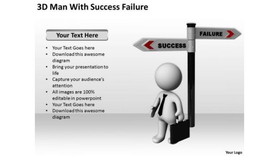 Business People 3d Man With Success Failure PowerPoint Templates Ppt Backgrounds For Slides