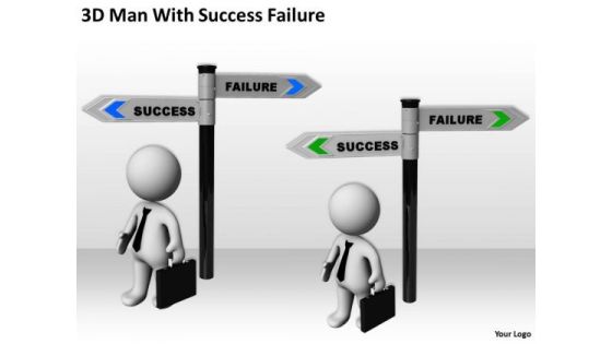 Business People 3d Man With Success Failure PowerPoint Templates Ppt Backgrounds For Slides