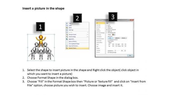 Business People 3d Men Golden Leader Pyramid PowerPoint Slides