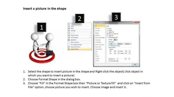 Business People 3d Men Handshake On Target PowerPoint Slides