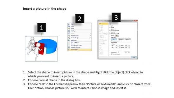 Business People 3d Men Pushing Pie Finance PowerPoint Slides