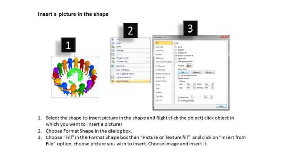 Business People 3d Men Unity Diversity With Globe PowerPoint Templates