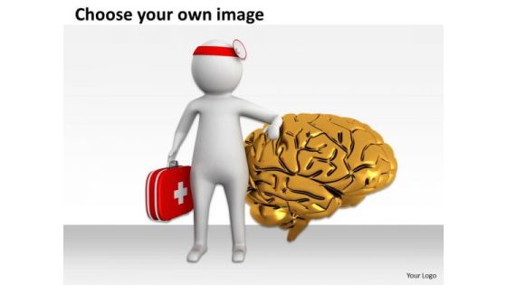 Business People Clip Art 3d Man Doctor With Red Brain PowerPoint Slides