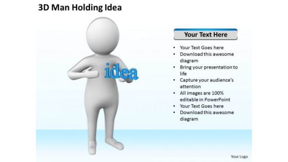 Business People Clip Art 3d Man Holding Idea PowerPoint Templates Ppt Backgrounds For Slides