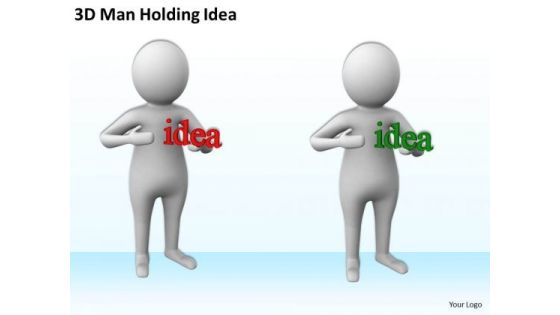 Business People Clip Art 3d Man Holding Idea PowerPoint Templates Ppt Backgrounds For Slides
