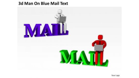 Business People Clip Art 3d Man On Blue Mail Text PowerPoint Templates Ppt Backgrounds For Slides
