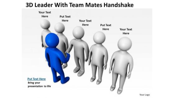 Business People Clipart 3d Leader With Team Mates Handshake PowerPoint Slides