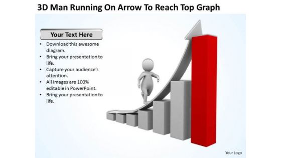 Business People Clipart 3d Man Running On Arrow To Reach Top Graph PowerPoint Templates