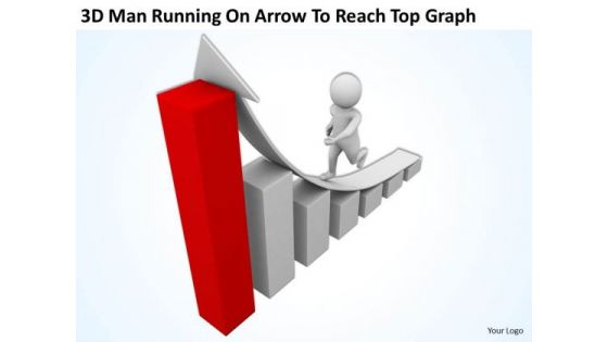 Business People Clipart 3d Man Running On Arrow To Reach Top Graph PowerPoint Templates