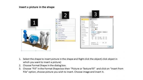 Business People Clipart 3d Men Teamwork With Globe PowerPoint Templates