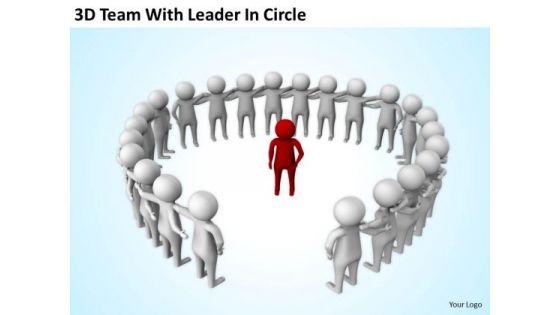 Business People Clipart 3d Team With Leader Circle PowerPoint Slides