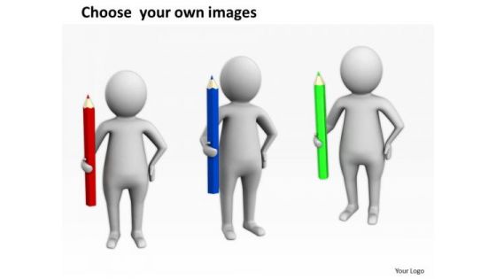Business People Clipart Pencil To Draw Flow Chart With Man PowerPoint Templates