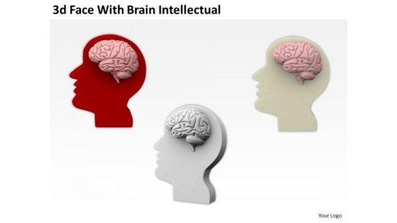 Business People Images 3d Face With Brain Intellectual PowerPoint Slides
