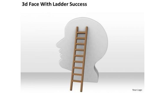 Business People Images 3d Face With Ladder Success PowerPoint Slides