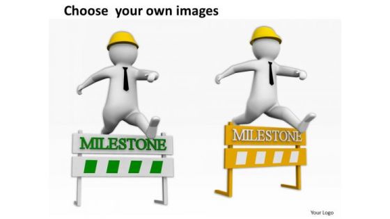Business People Pictures Crossing The Red Milestone PowerPoint Templates Ppt Backgrounds For Slides