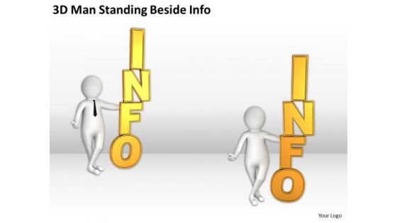 Business People Vector 3d Man Standing Beside Info PowerPoint Slides