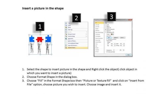 Business People Vector 3d Men Holding Puzzles Solution PowerPoint Templates