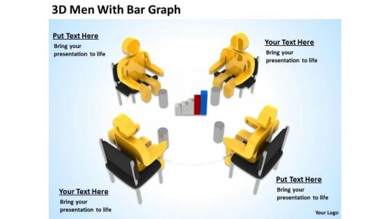 Business People Vector 3d Men With Bar Graph PowerPoint Slides