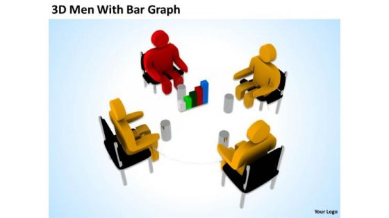 Business People Vector 3d Men With Bar Graph PowerPoint Slides