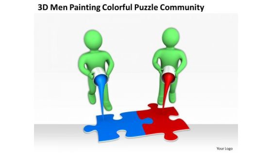 Business People Vector Colorful Puzzle Community PowerPoint Templates Ppt Backgrounds For Slides