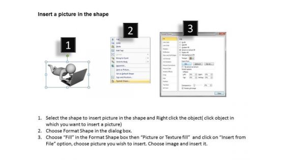 Business People Walking 3d Man Working Laptop PowerPoint Templates