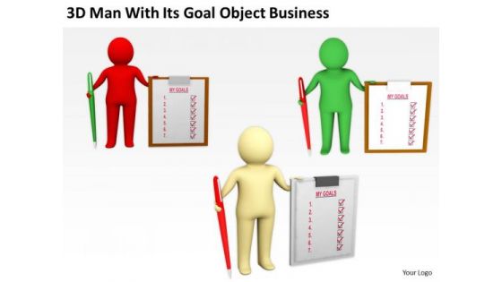 Business Persons 3d Man With Its Goal Object World PowerPoint Templates Slides