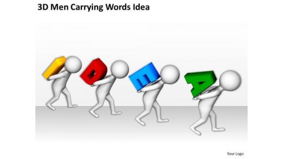 Business Persons 3d Men Carrying Words Idea PowerPoint Templates