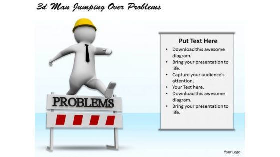 Business Policy And Strategy 3d Man Jumping Over Problems Adaptable Concepts