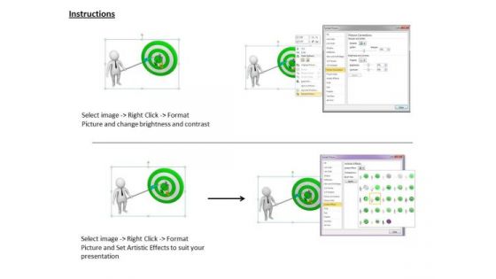 Business Policy And Strategy 3d Man Pointing Center Of The Target Basic Concepts