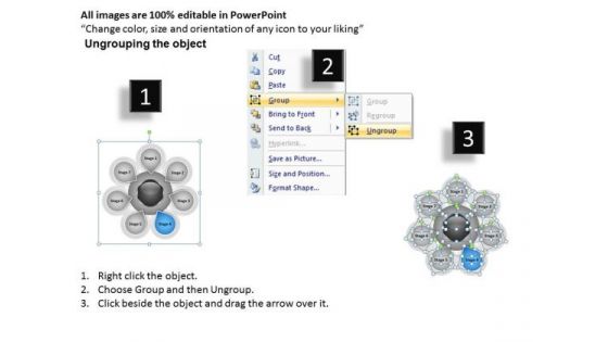 Business PowerPoint Examples 7 Stages Hub And Spoke Diagram Templates