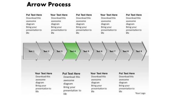 Business PowerPoint Template Arrow Process 9 Stages Strategy Business Graphic