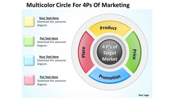 Business PowerPoint Template Multicolor Circle For 4ps Of Marketing Ppt Templates