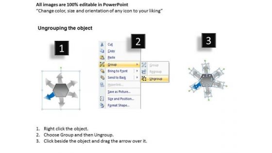 Business PowerPoint Theme Process Diagram Six Decisions Cicular Cycle Flow Network Slides