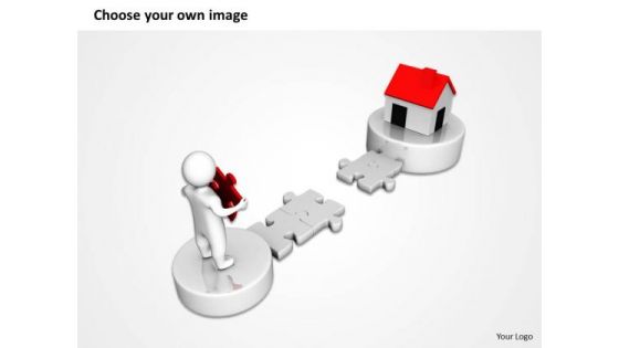 Business Process Diagram Chart 3d Man And Puzzle With Realstate PowerPoint Templates