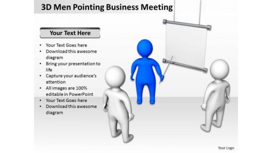 Business Process Diagram Example 3d Men Pointing Meeting PowerPoint Templates
