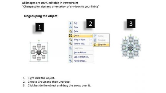 Business Process Diagram Examples 8 Stages Hub And Spoke Layout PowerPoint Slides