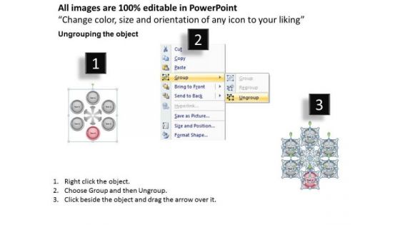 Business Process Diagrams 6 Stages Financial Spokes PowerPoint Templates