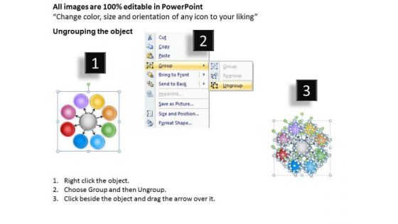 Business Process Diagrams Examples Stages Hub And Spokes Network PowerPoint Templates
