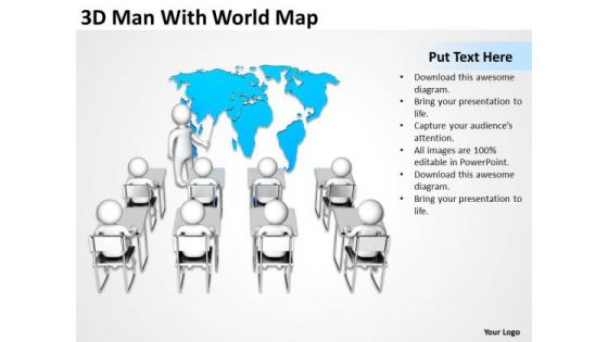 Business Process Flow 3d Man With World Map PowerPoint Templates Backgrounds For Slides Business Process Flow 3d Man With World Map PowerPoint Templates Backgrounds For Slides