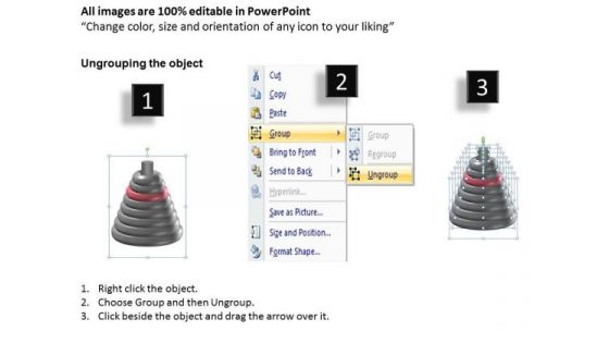 Business Process Flow 8 Stages Circular Pyramid Forms Analysis PowerPoint Slides