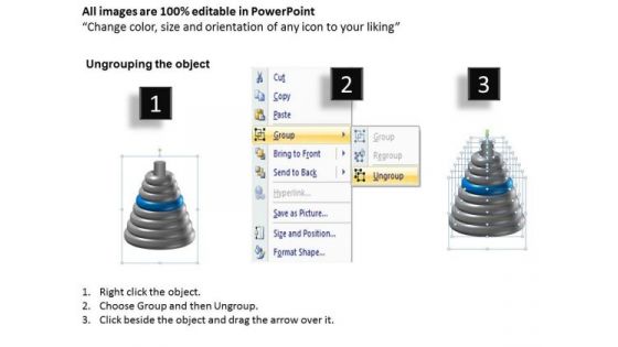 Business Process Flow 8 Stages Circular Pyramid Forms Analysis PowerPoint Templates
