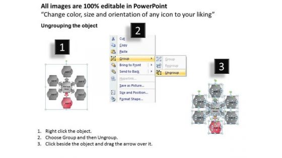 Business Process Flow Chart Example Pentagon Hub And Spoke Network PowerPoint Templates
