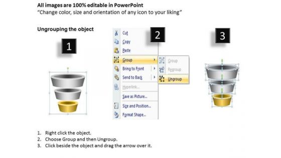 Business Process Flow Diagram Examples 3 Stages Funnel Ppt PowerPoint Templates