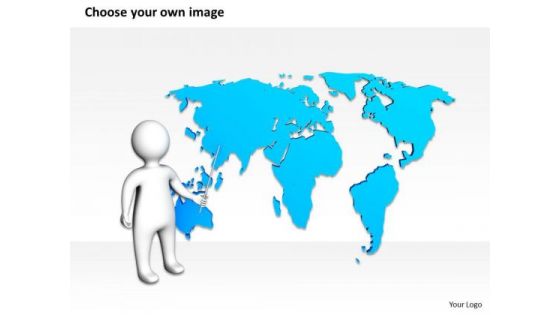 Business Process Flowchart Examples 3d Man With Showing World Map PowerPoint Templates