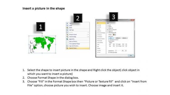 Business Process Flowchart Examples 3d Man With Showing World Map PowerPoint Templates