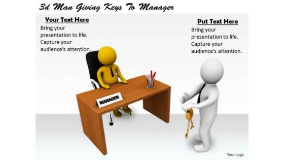Business Process Strategy 3d Man Giving Keys To Manager Adaptable Concepts