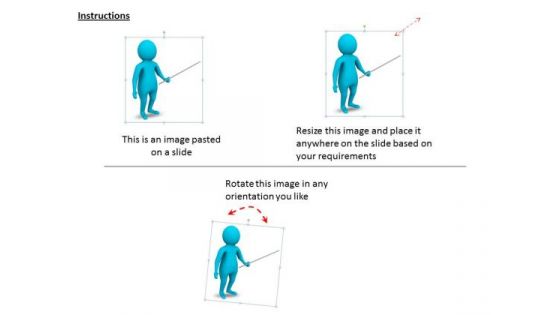 Business Process Strategy 3d Man Showing Some Object With Stick Concepts