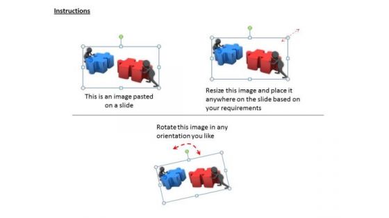 Business Process Strategy 3d Men Pushing Puzzle Pieces Basic Concepts